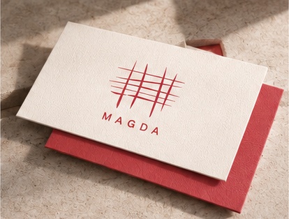 MAGDA identity on printed cards